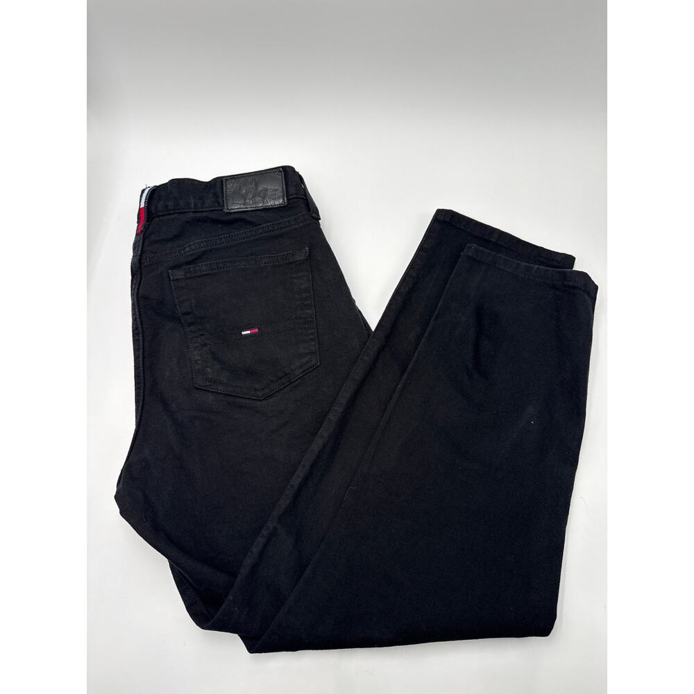 Tommy Hilfiger Jeans Mens Black Straight Leg Denim Jeans Flag Logo 5 Pocket